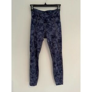 Athleta Powervita Blue Tie Dye Salutation 7/8 Ankle Tight Leggings